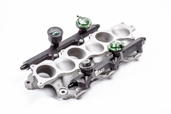 Radium Engineering 20-0556-02 black anodized billet fuel rails for 2009-2025 Nissan GT-R R35 VR38DETT