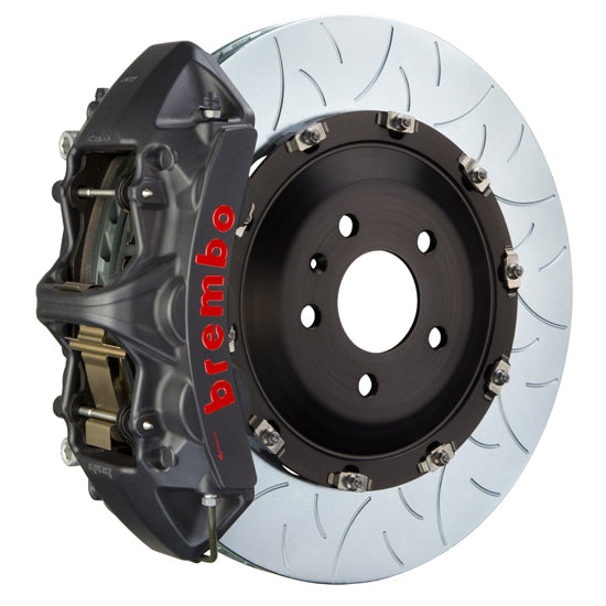 Brembo GT|S black hard-anodized 6-piston Type-3 slotted front brake kit for Nissan R35 GT-R