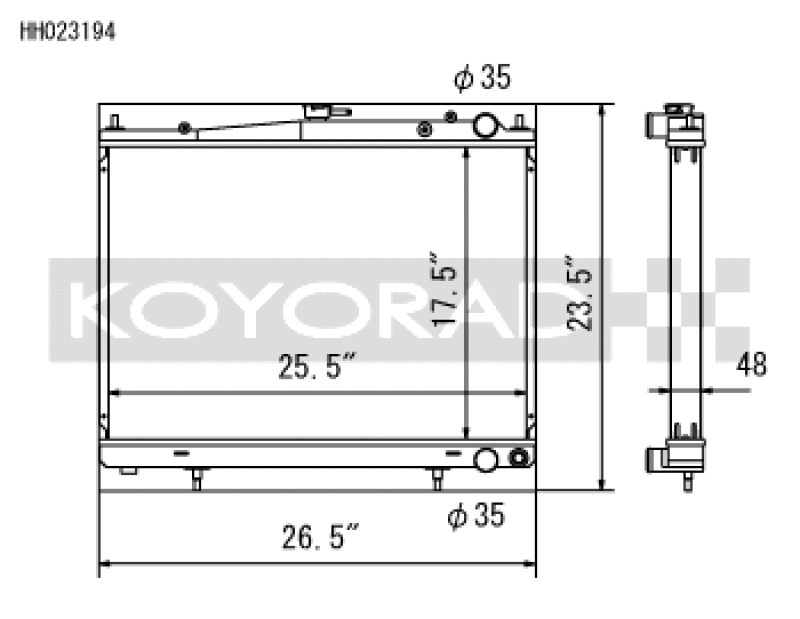 Koyo HH Series 48mm Aluminum Radiator for September 2000-2002 Nissan R34 GT-R - HH023194