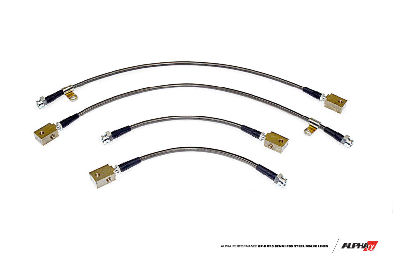 AMS Race Style braided stainless steel front and rear brake lines for Nissan R35 GT-R