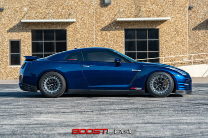 Boost Logic 10-spoke black and machined beadlock drag wheel with ARP hardware for Nissan GT-R R35