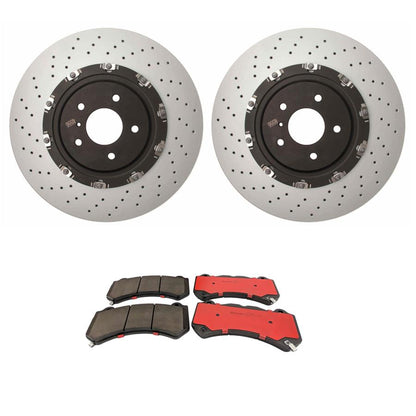 Brembo KT00835 front brake kit with 380mm floating two-piece rotors and Prime Ceramic brake pads for 2009-2011 Nissan GT-R R35