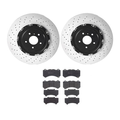 Brembo KT04316 front brake kit with 390mm floating two-piece rotors and Prime brake pads for 2011-2024 Nissan GT-R R35