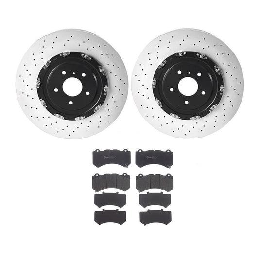 Brembo KT04316 front brake kit with 390mm floating two-piece rotors and Prime brake pads for 2011-2024 Nissan GT-R R35