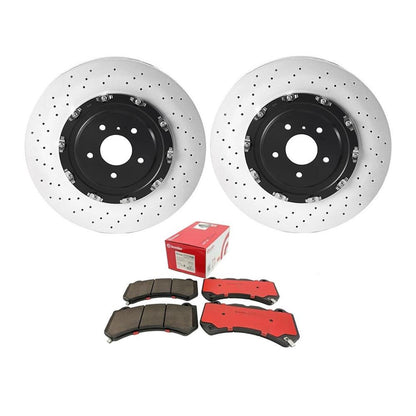 Brembo KT00745 front brake kit with 390mm floating two-piece rotors and Prime Ceramic brake pads for 2011-2024 Nissan GT-R R35