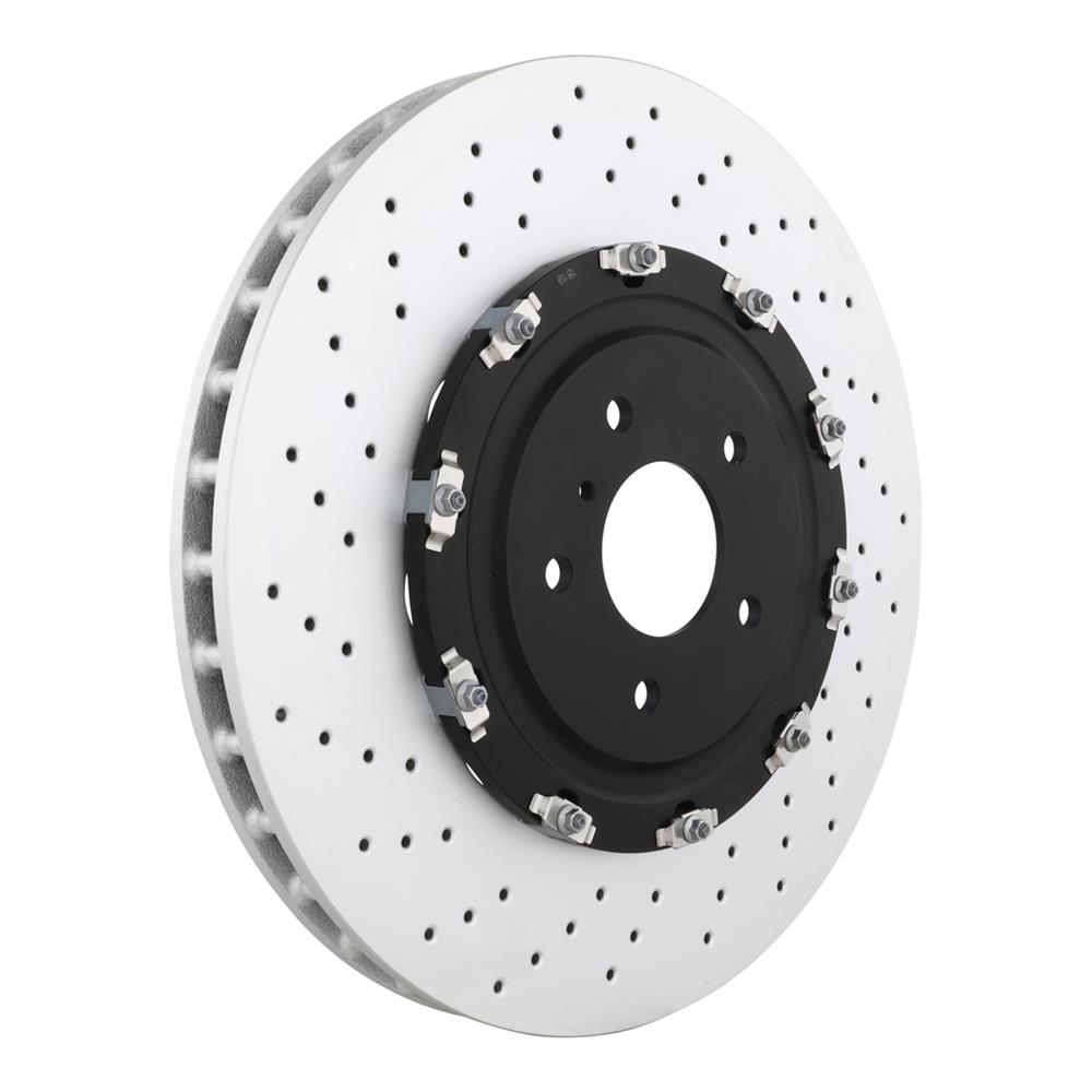 Brembo KT04317 front brake kit with cross-drilled 380mm UV-coated rotors and semi-metallic brake pads for 2009-2011 Nissan GT-R R35