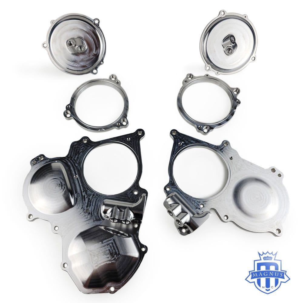 Magnus MMCENG5152 billet left and right VVT timing cam covers with gaskets and hardware for Nissan GT-R R35 VR38DETT engine