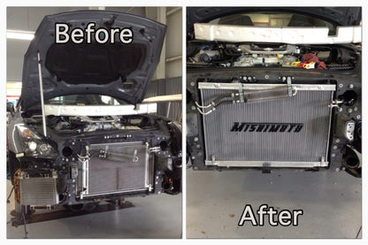 Mishimoto radiator installed compared to stock Nissan GT-R R35 VR38DETT