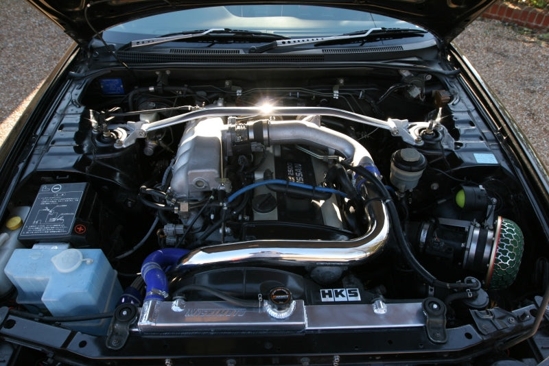 Mishimoto MMRAD-RHD-R33 installed engine bay fitment shown