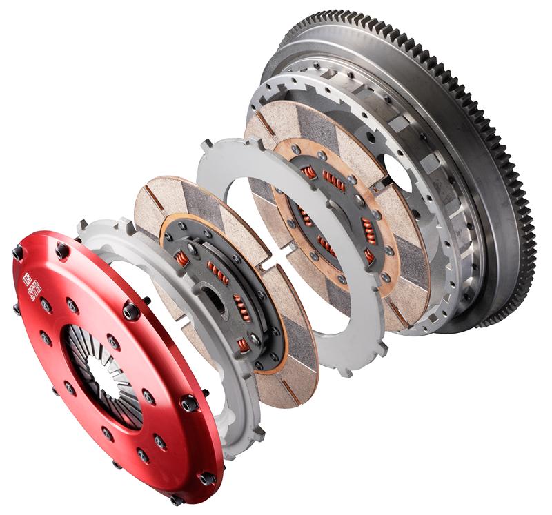 OS Giken STR2C pull-type twin-plate clutch kit with flywheel for R32 and R33 GT-R applications