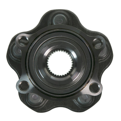 Replace a worn rear wheel hub on a compatible Nissan R35 GT-R with the MOOG 512390 wheel bearing and hub assembly. Sold individually.