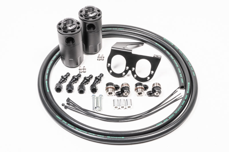 Radium Engineering 20-0555-FL dual closed-loop oil catch can kit for Nissan R35 GT-R crankcase breather system