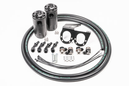 Radium Engineering 20-0555-FL dual closed-loop oil catch can kit for Nissan R35 GT-R crankcase breather system