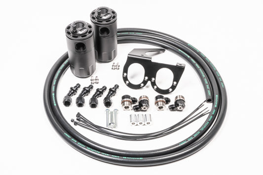 Radium Engineering 20-0555-FL dual closed-loop oil catch can kit for Nissan R35 GT-R crankcase breather system