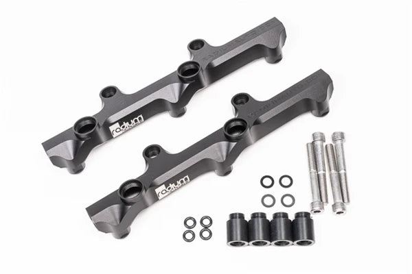 Radium Engineering 20-0556-02 black anodized billet fuel rails for 2009-2025 Nissan GT-R R35 VR38DETT