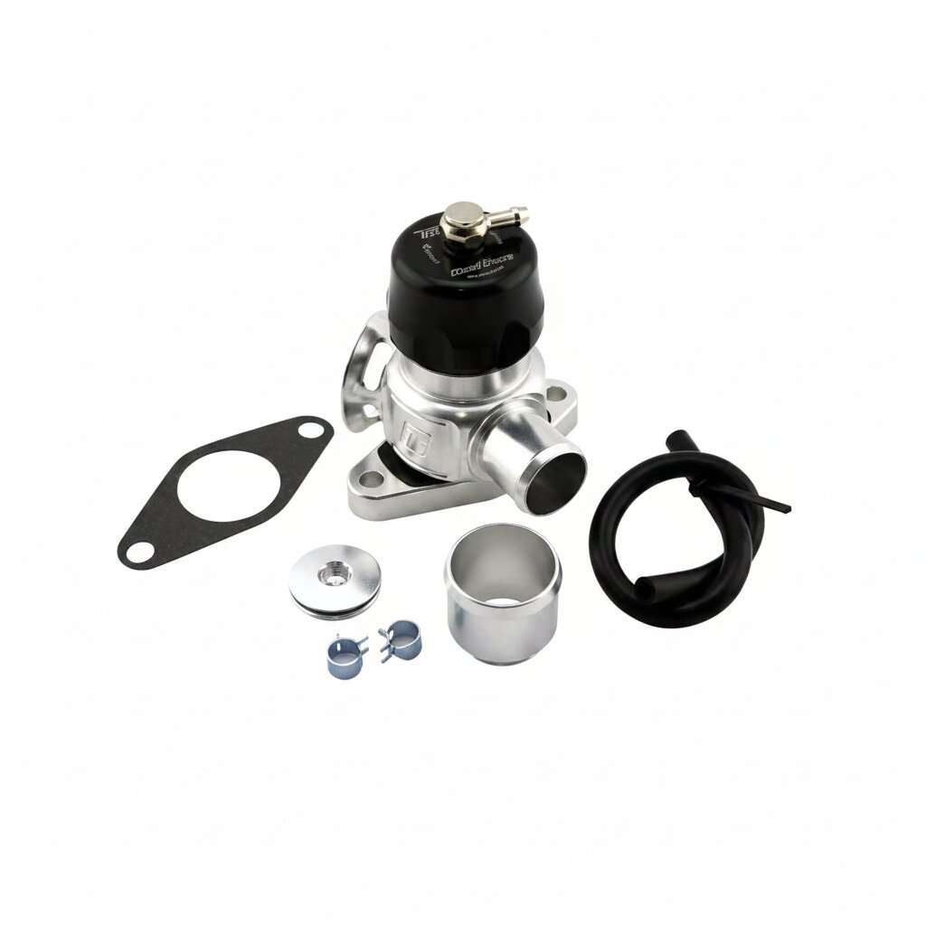 Turbosmart TS-0205-1026 Dual Port black billet aluminum blow off valve for Nissan Skyline GT-R, Skyline GTS-T, and Nissan GT-R R35 turbocharged models